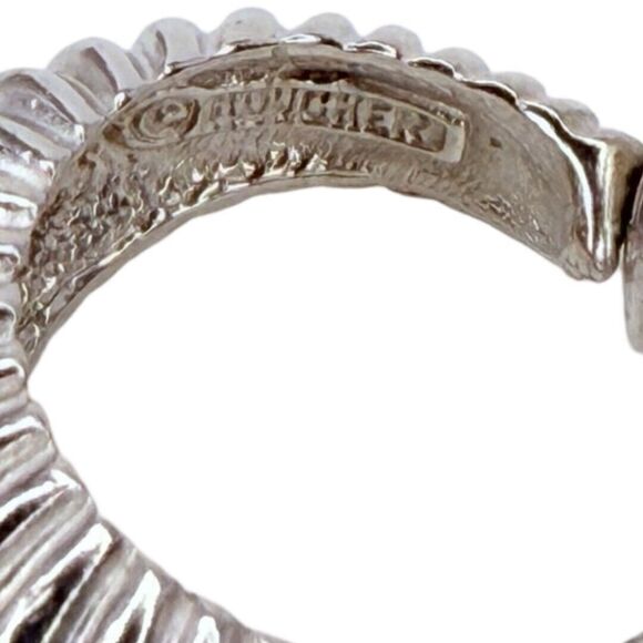 VTG Marcel Boucher Twisted Silver Croissant Hoop Earrings Clip-on Nautilus 8995E - Picture 10 of 11